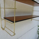 Wall shelf String brass and wood