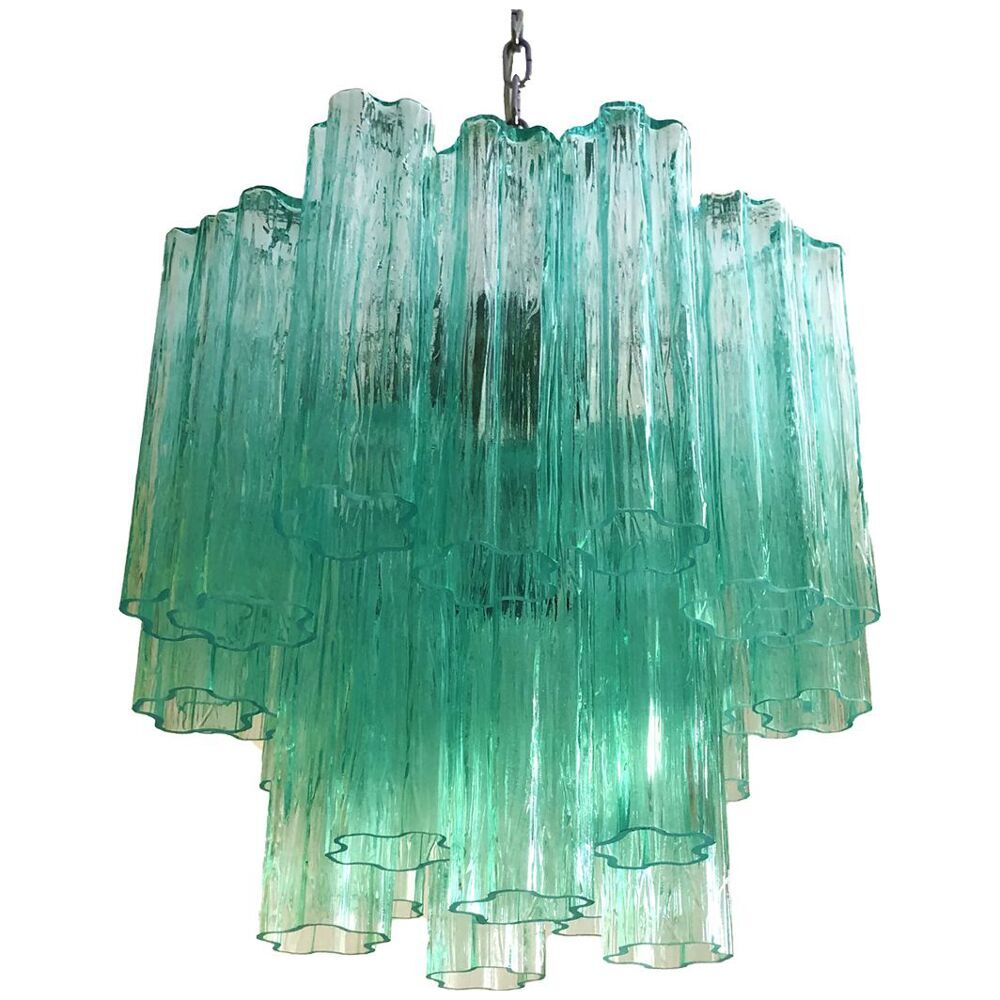 Green wather “tronchi” murano glass chandelier d50
