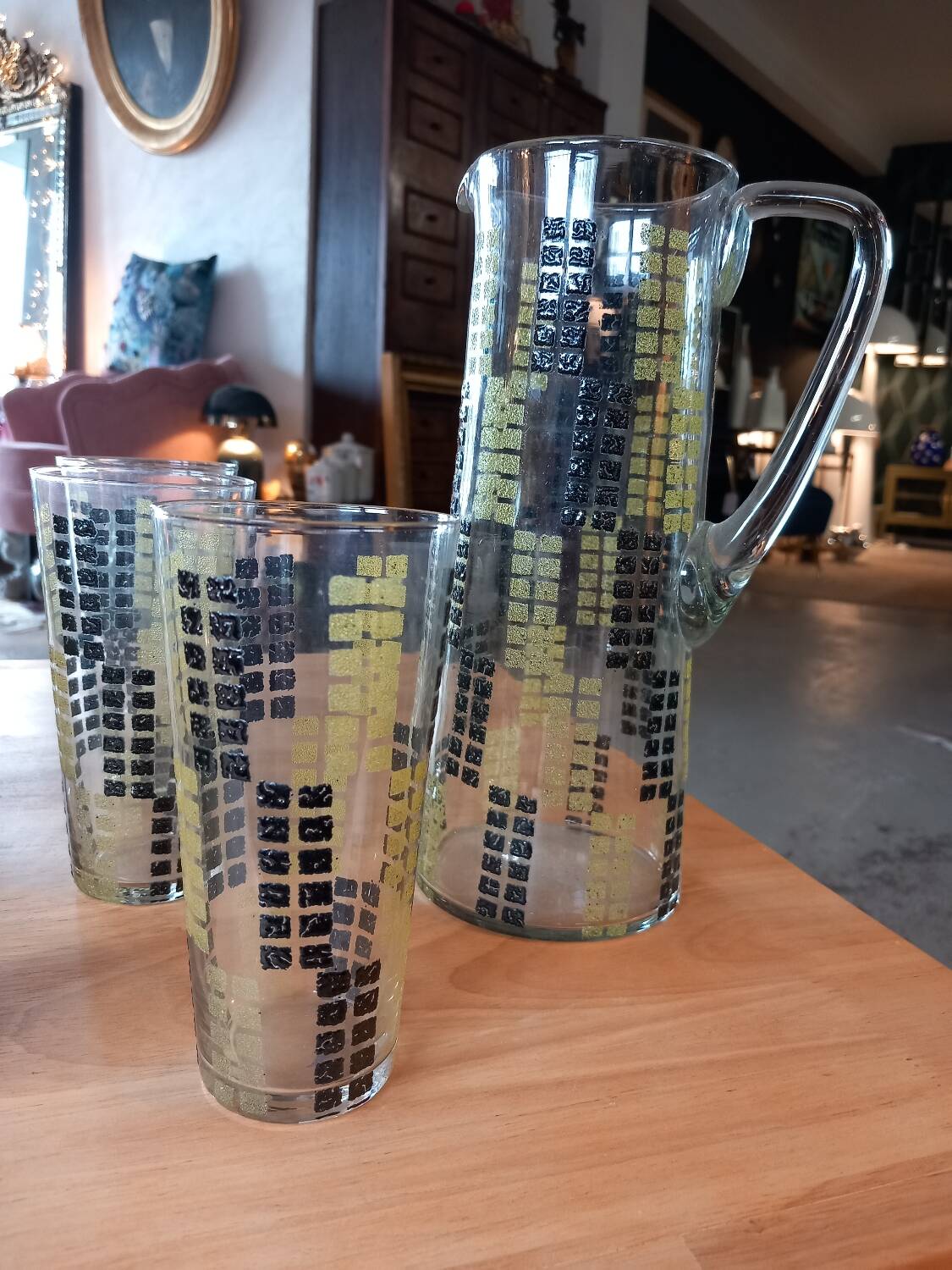 Orangeade service. 1950. glasses and carafe