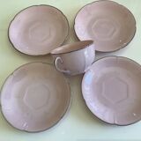 4 Tasses à  café vintage 40 / rose/filet argent