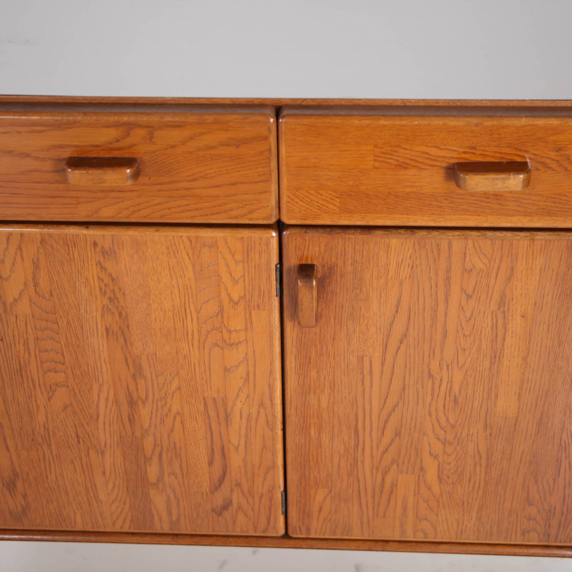Oak and brushed metal sideboard