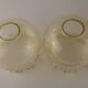 Set of 2 Vintage French Amber Ribbed Effect Glass Shades with Frilled Edge 5595