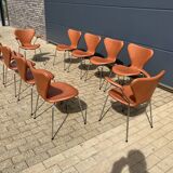 10x Fritz Hansen series 7 Vlinderstoelen in Cognac leather NIEUW!!