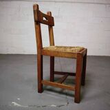 Set of six brutalist, rustic dining chairs