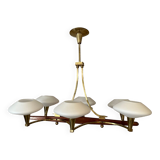 Vintage brass and opaline chandelier