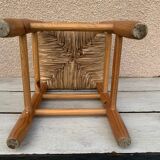 beech stool with straw seat, farmhouse stool