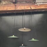 4 enameled sheet metal pendants