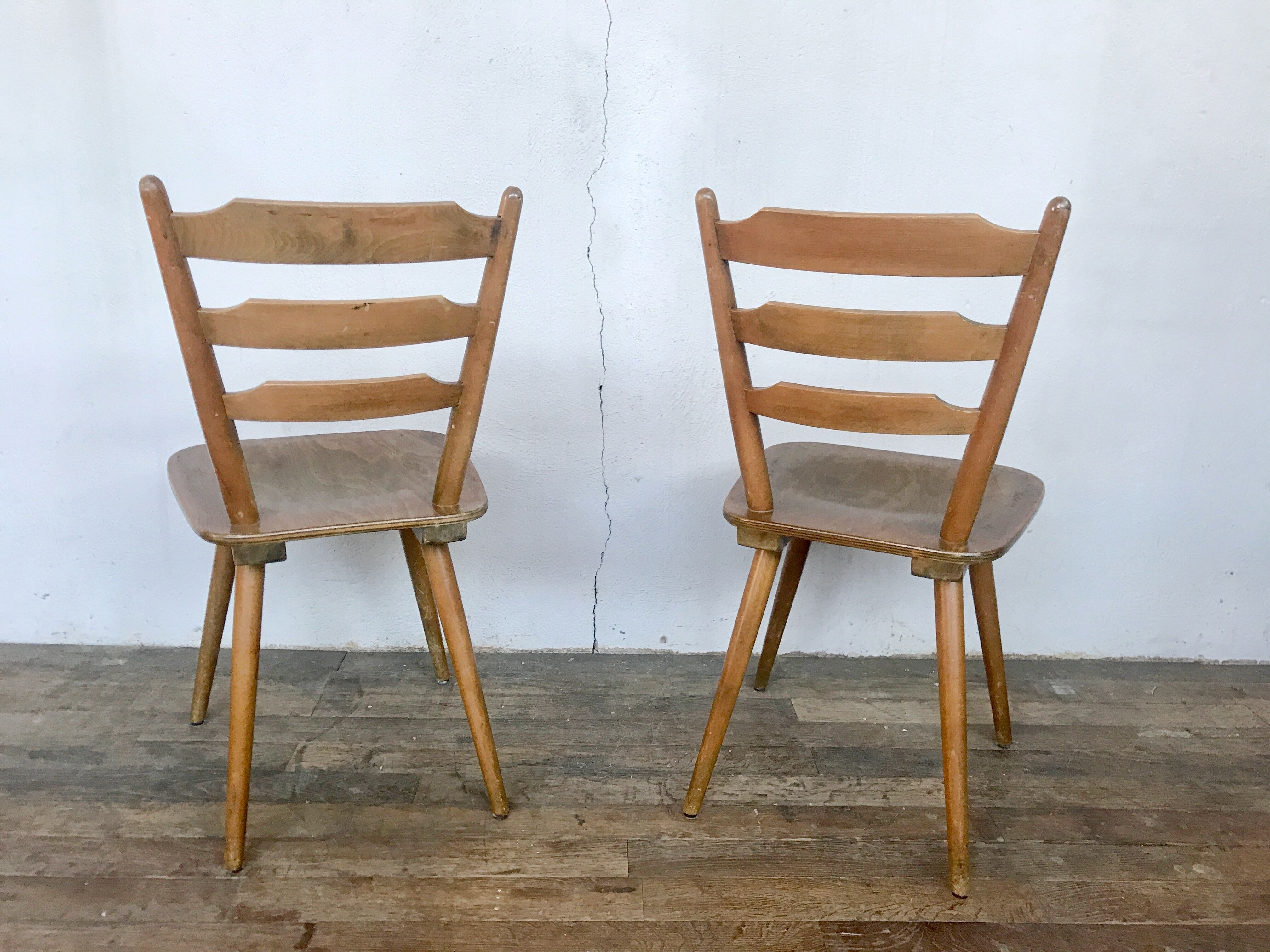 Pair of Scandinavian chairs or vintage wooden bistro