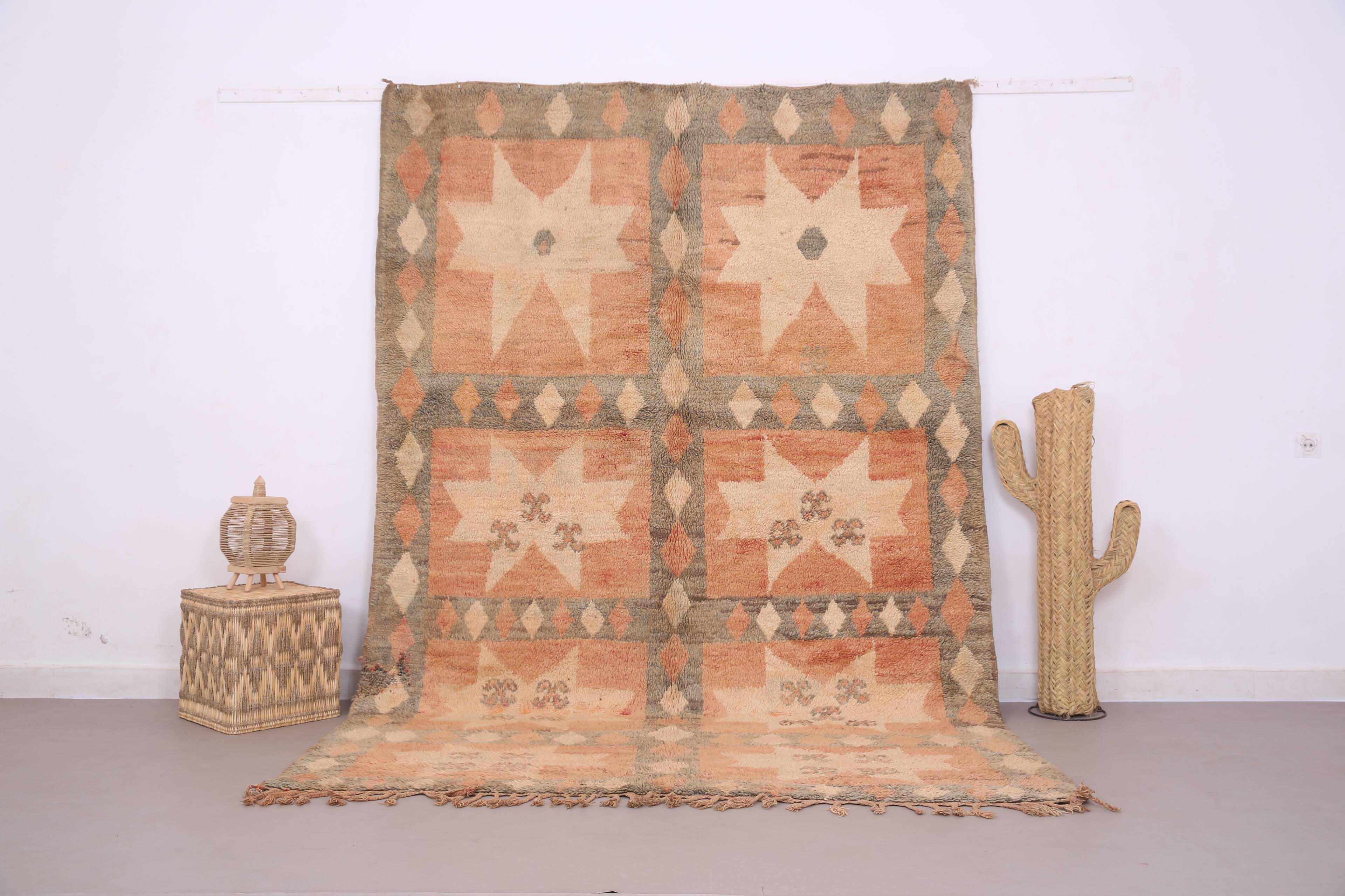 Peach Vintage Moroccan Rug 200 x 298 cm - Berber Wool Rug - Handmade Rug