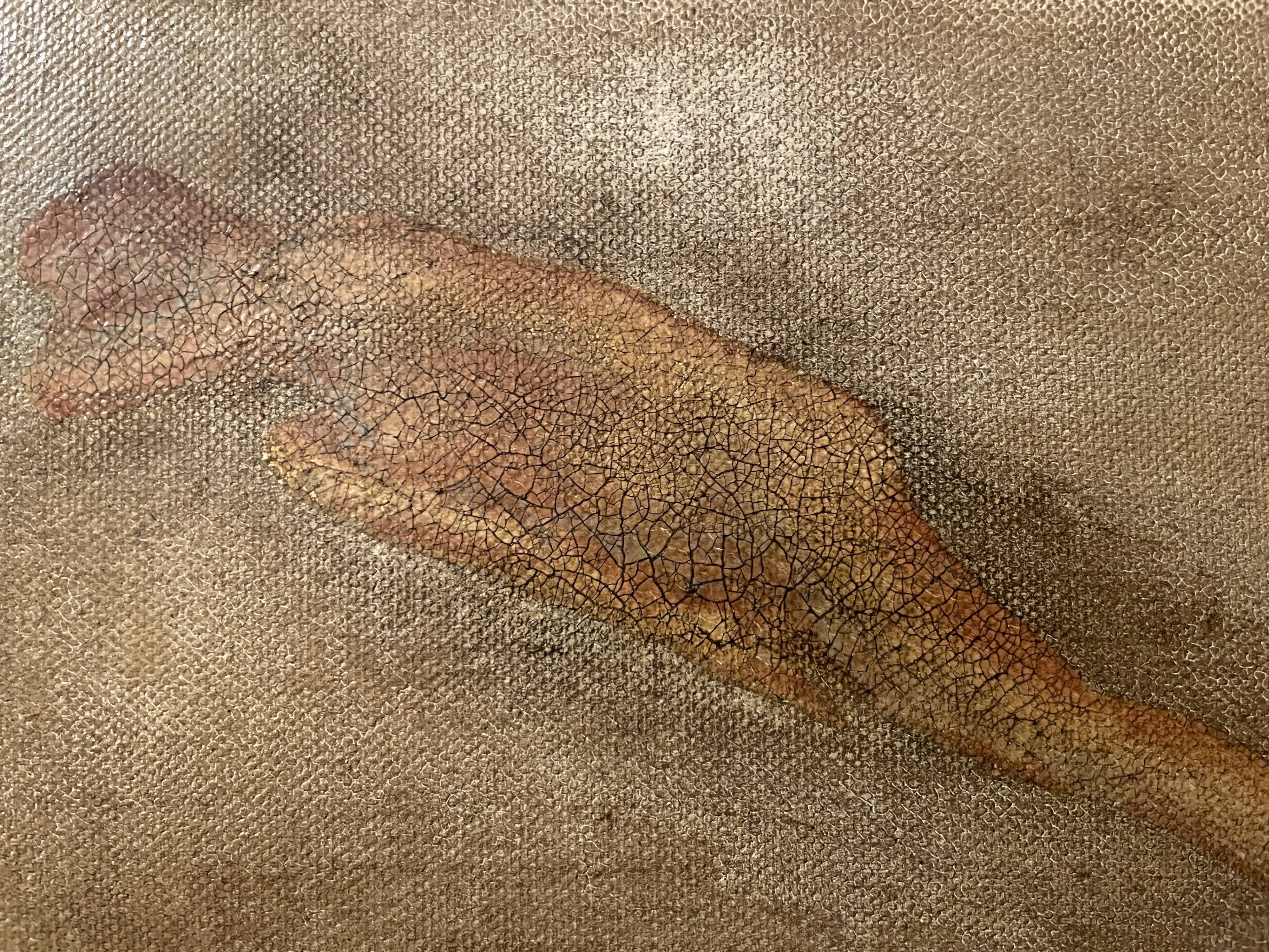 Signed oil on canvas painting "woman lying on her stomach"