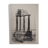 Bernard Buffet: Temple in ruins (Pompeii) - Original engraving