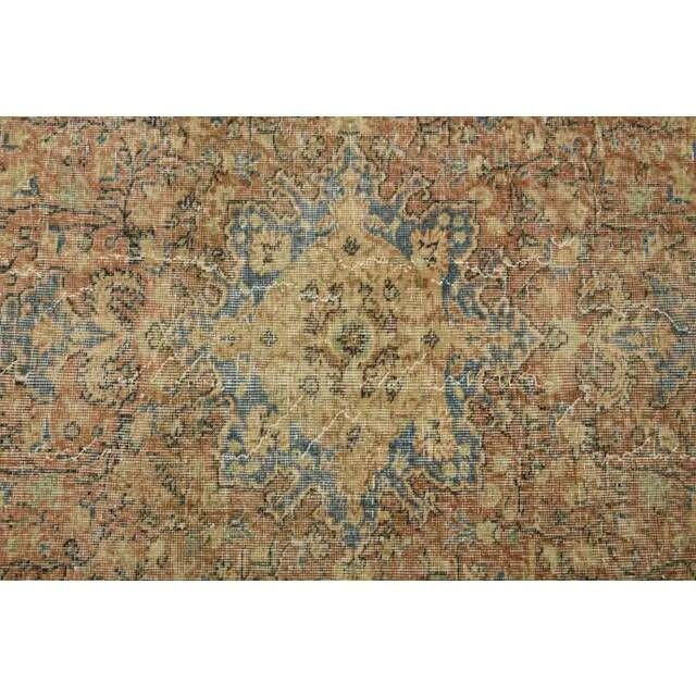 Tapis turc Oushak fait main en laine et coton orange des années 1970 203x312