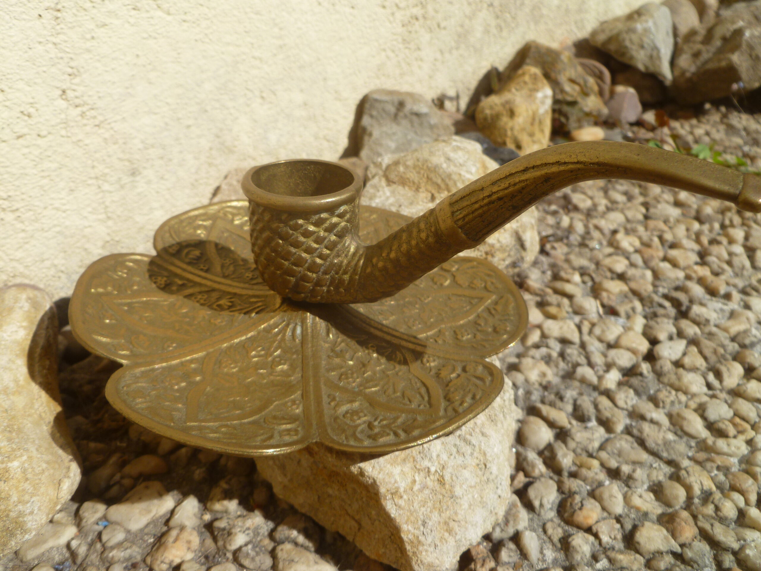 Brass pipe candlestick