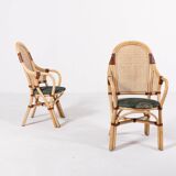 Set of 2 Vintage 1970’s Rattan-Bamboo indoor/outdoor chairs