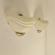 Pair of vintage wall lights in brass and frosted glass, Italy, 1970.