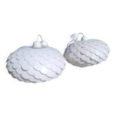 Paire de suspension vintage plastic blanc