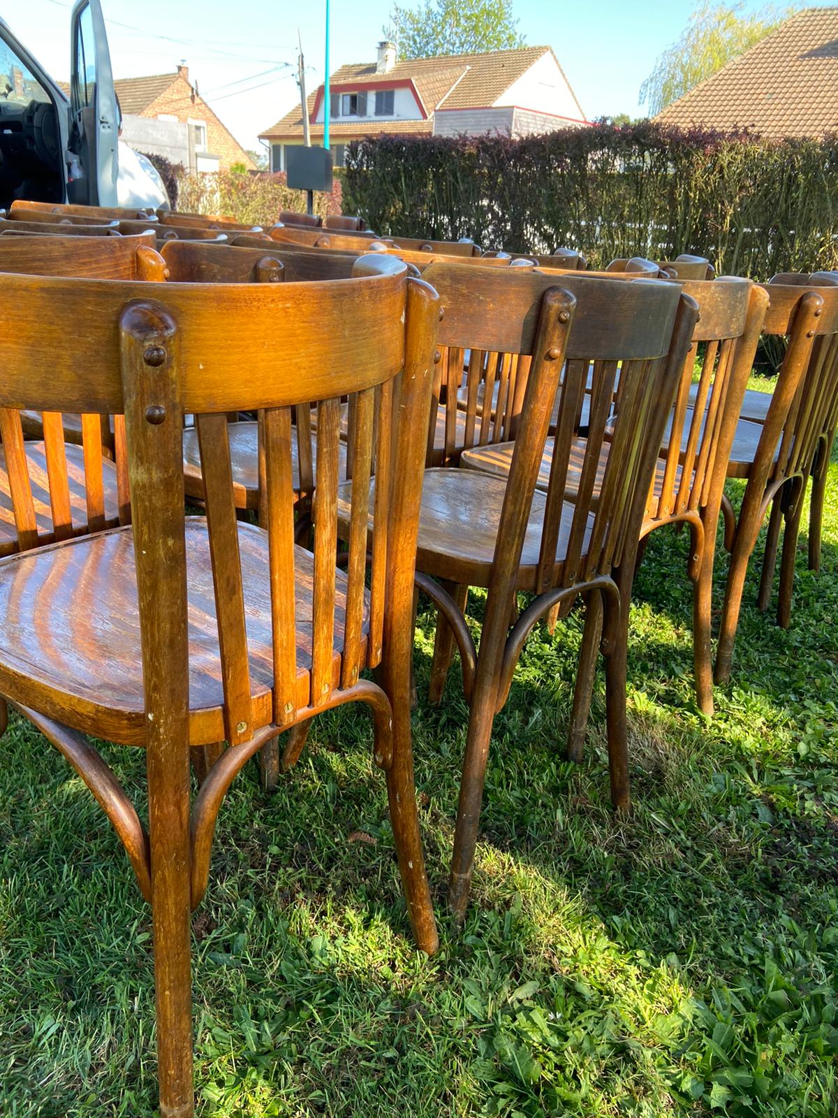 Lot of 20 old bistro chairs