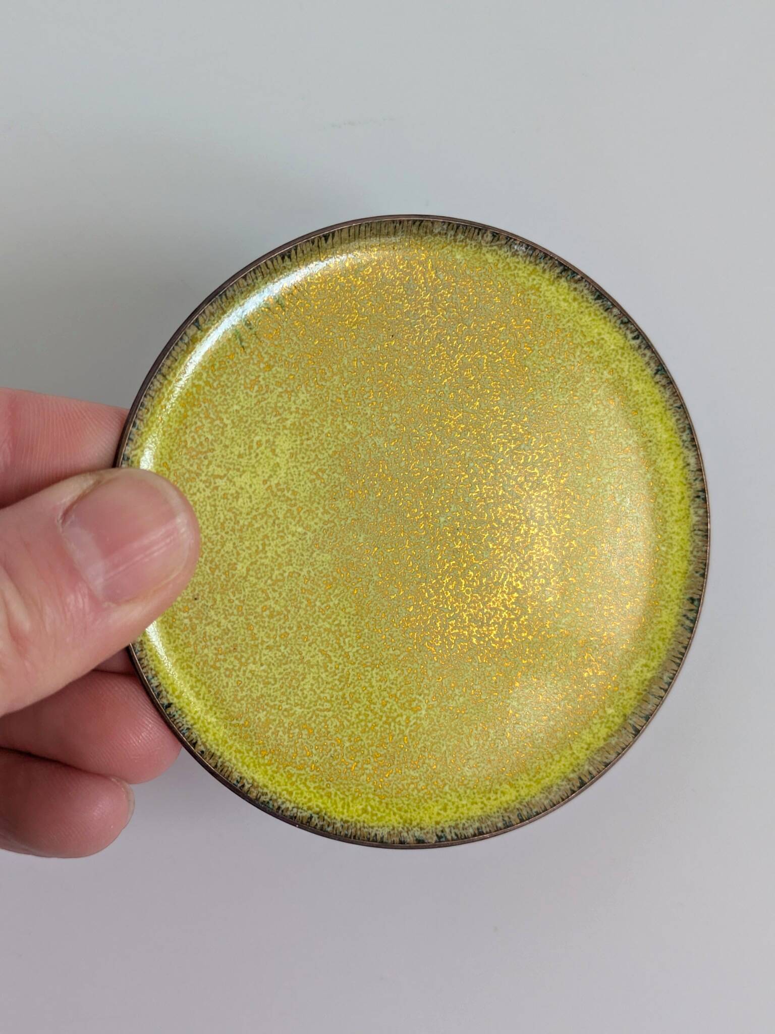 Set of 6 Vintage MCM Multicoloured Enamel on Copper Coasters from the 60s