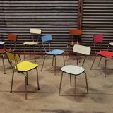 Set of 9 chairs in multicolored formica