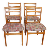 4 vintage multi-color oak chairs 1960 Sweden