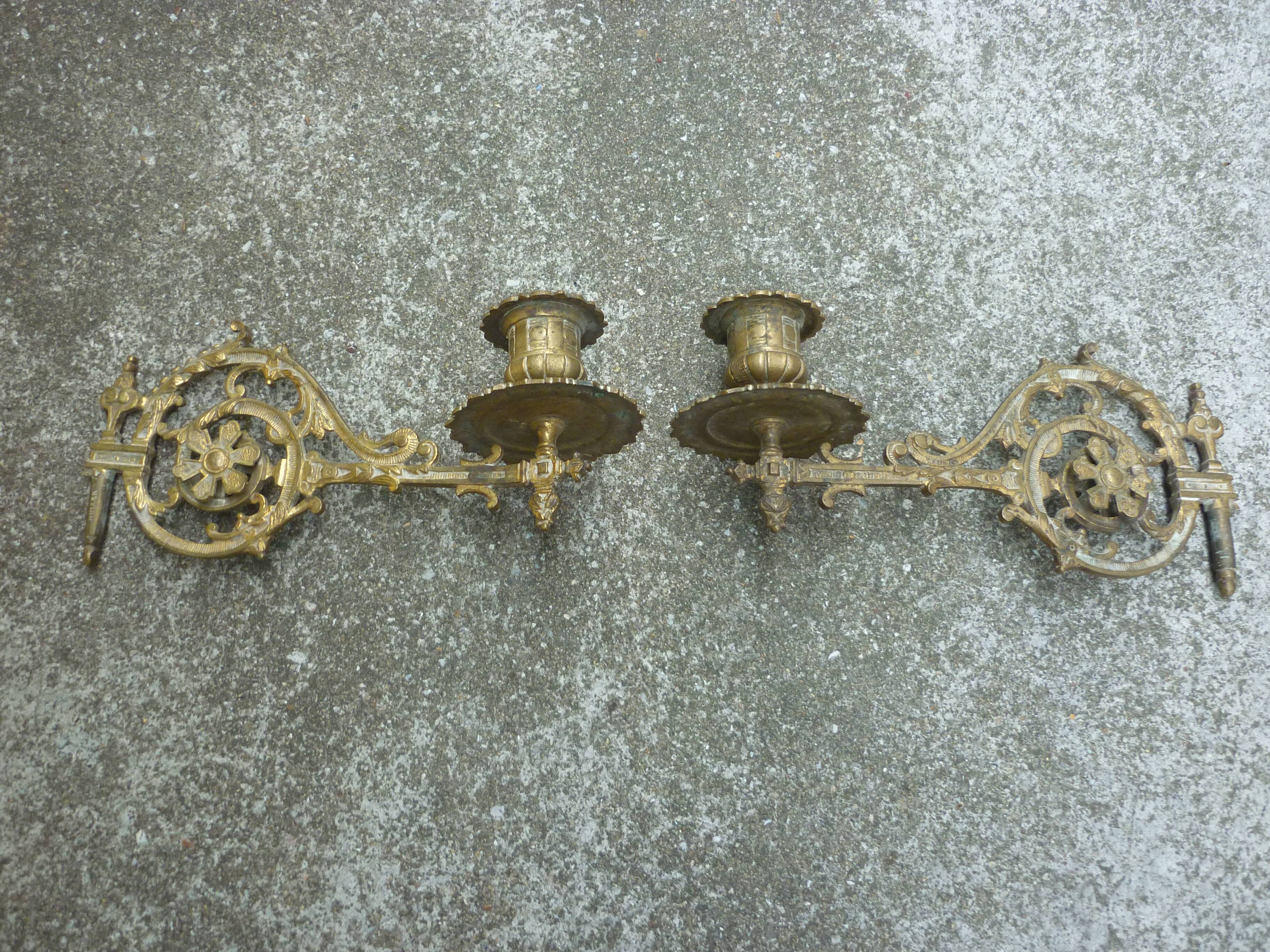 2 brass piano candlesticks