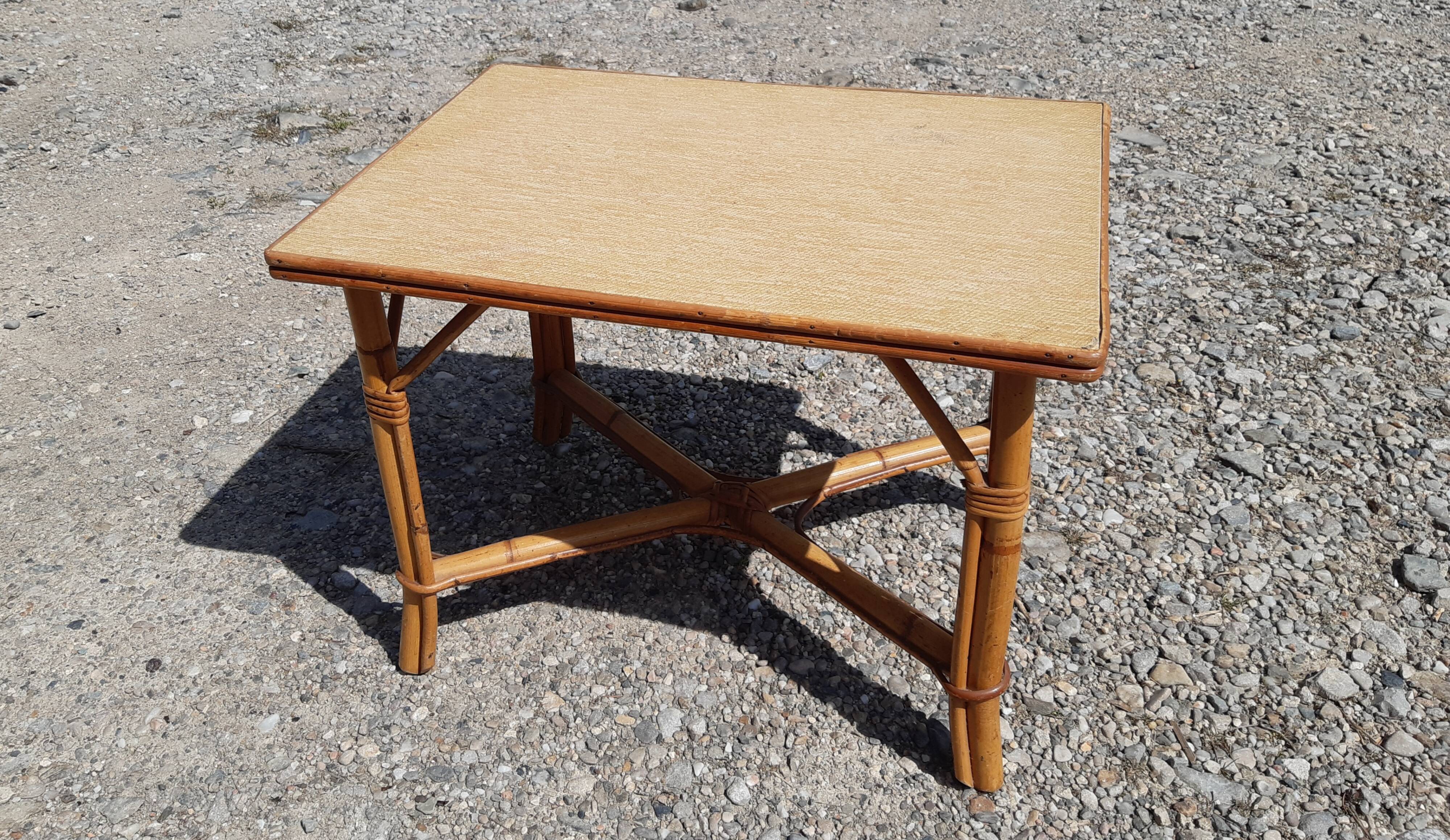 Rattan coffee table, vintage 60s