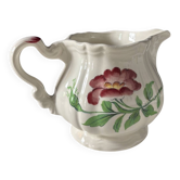 Sarreguemines earthenware milk jug, Cernay decoration, vintage — painted flowers