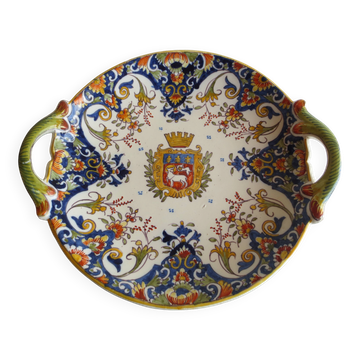 Petit plat avec anses en faience ,décor rouen