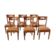 6 chaises en bois exotique et cuir