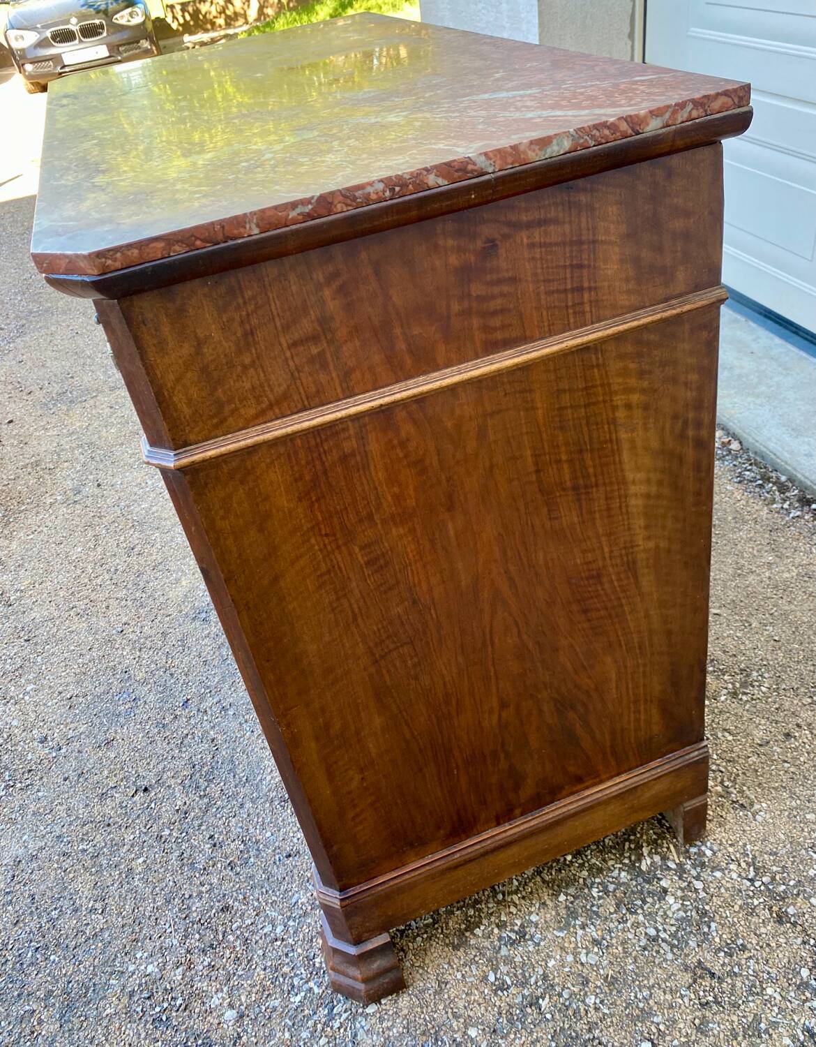 Antique Empire style chest of drawers with marble top