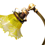 Lamp - foot in weighted brass Swungeneck adjustable with its acid-engraved crystal lampshade
