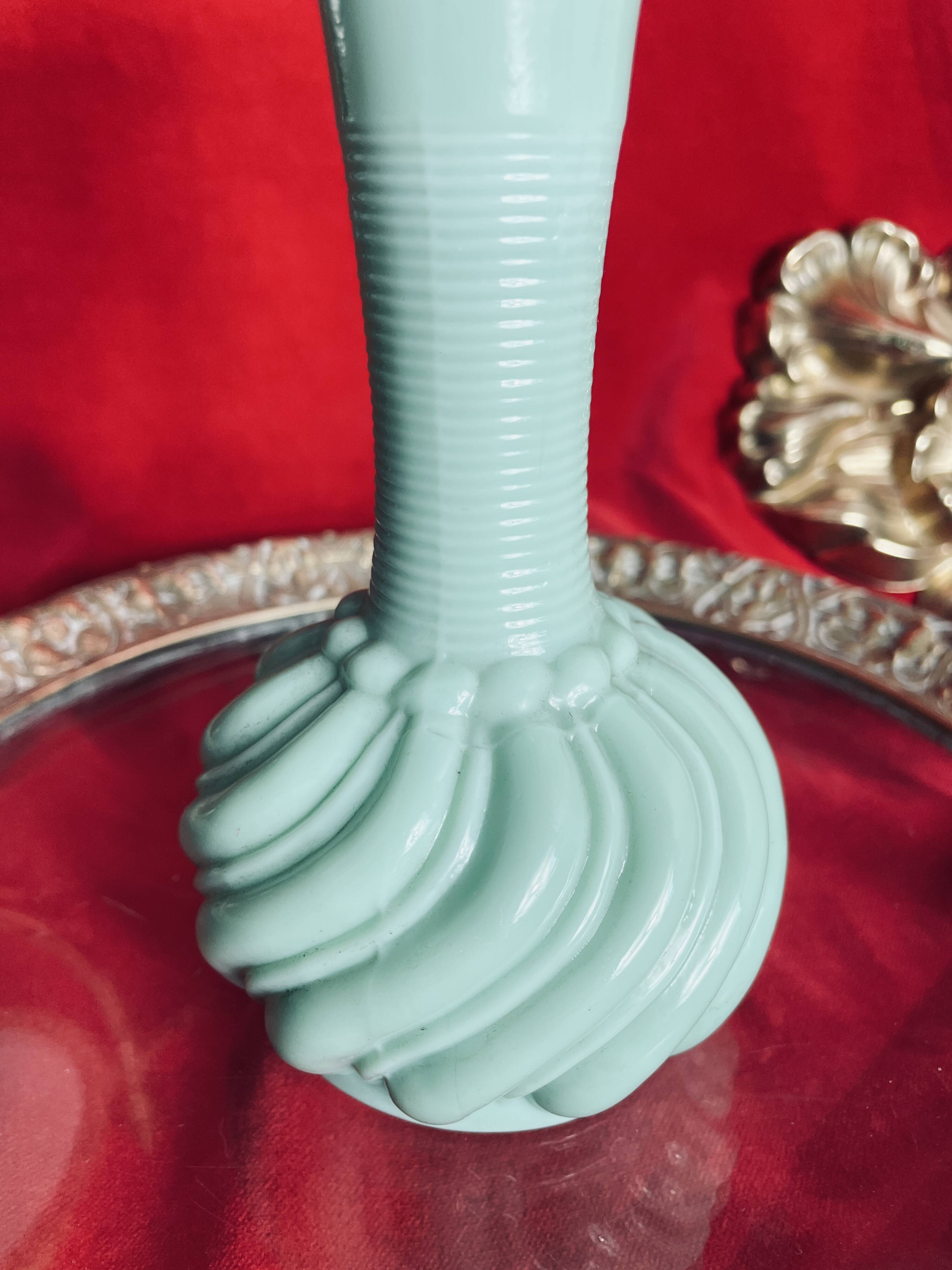 Old green opaline vase