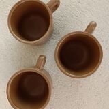 3 stoneware coffee cups
