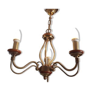 Lustre bois et laiton