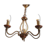 Lustre bois et laiton 3 branches