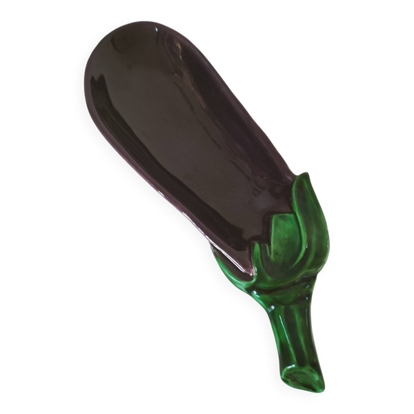 Coupe aubergine brillante en céramique italienne – années 60