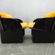 Pair of Italian Space Age Armchairs, Black Lacquer, 1970s