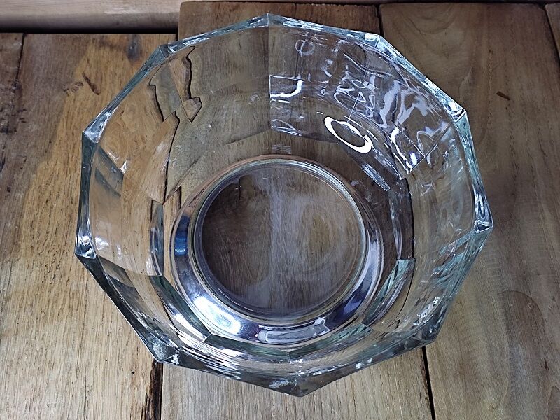 Molded crystal fruit cup Vintage antique silver metal base