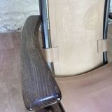 Colonial style leather armchair and ottoman