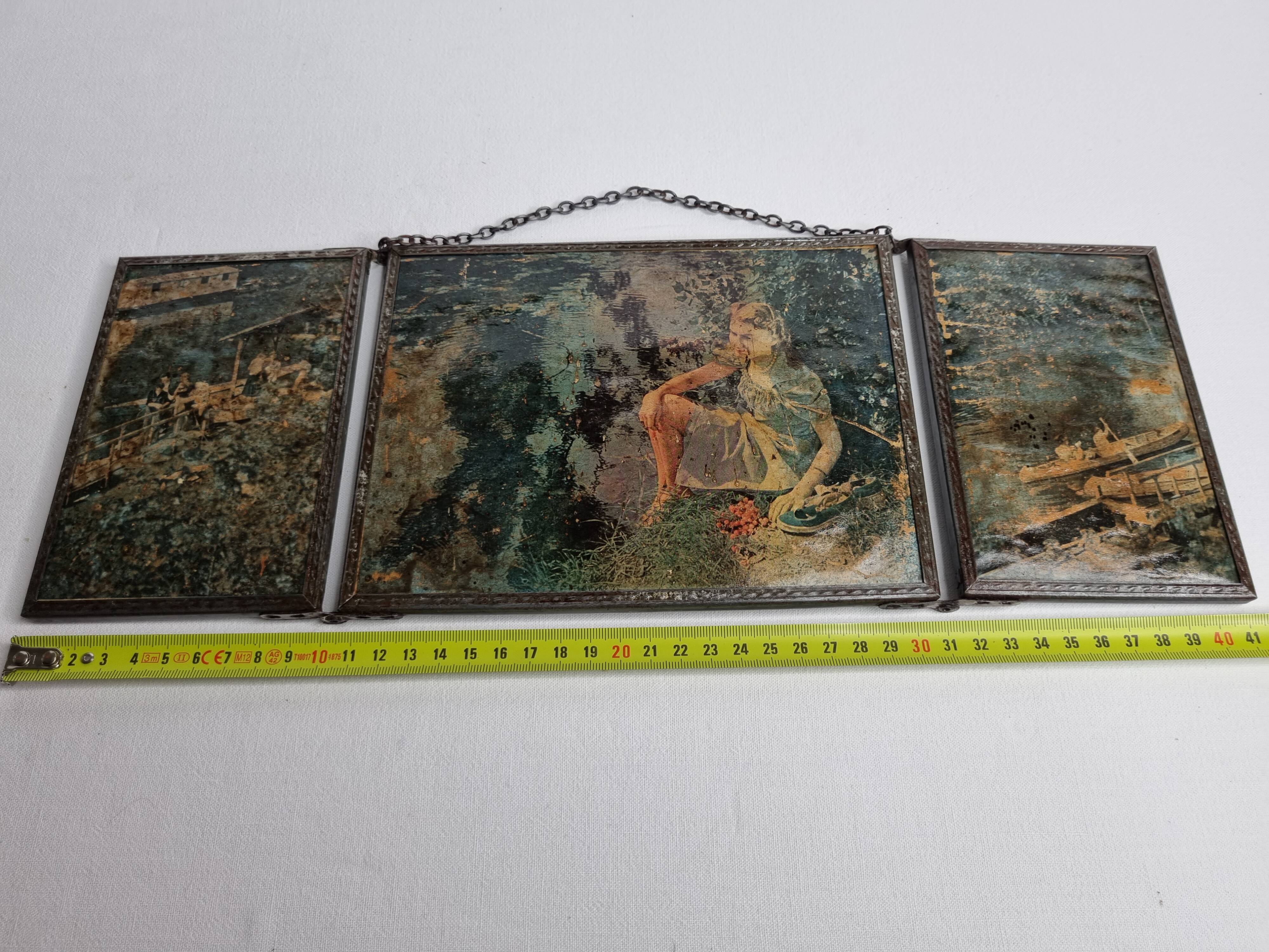 Vintage triptych mirror to hang or pose
