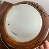 Miroir en bois et plâtre, décor fleuri, Art Déco