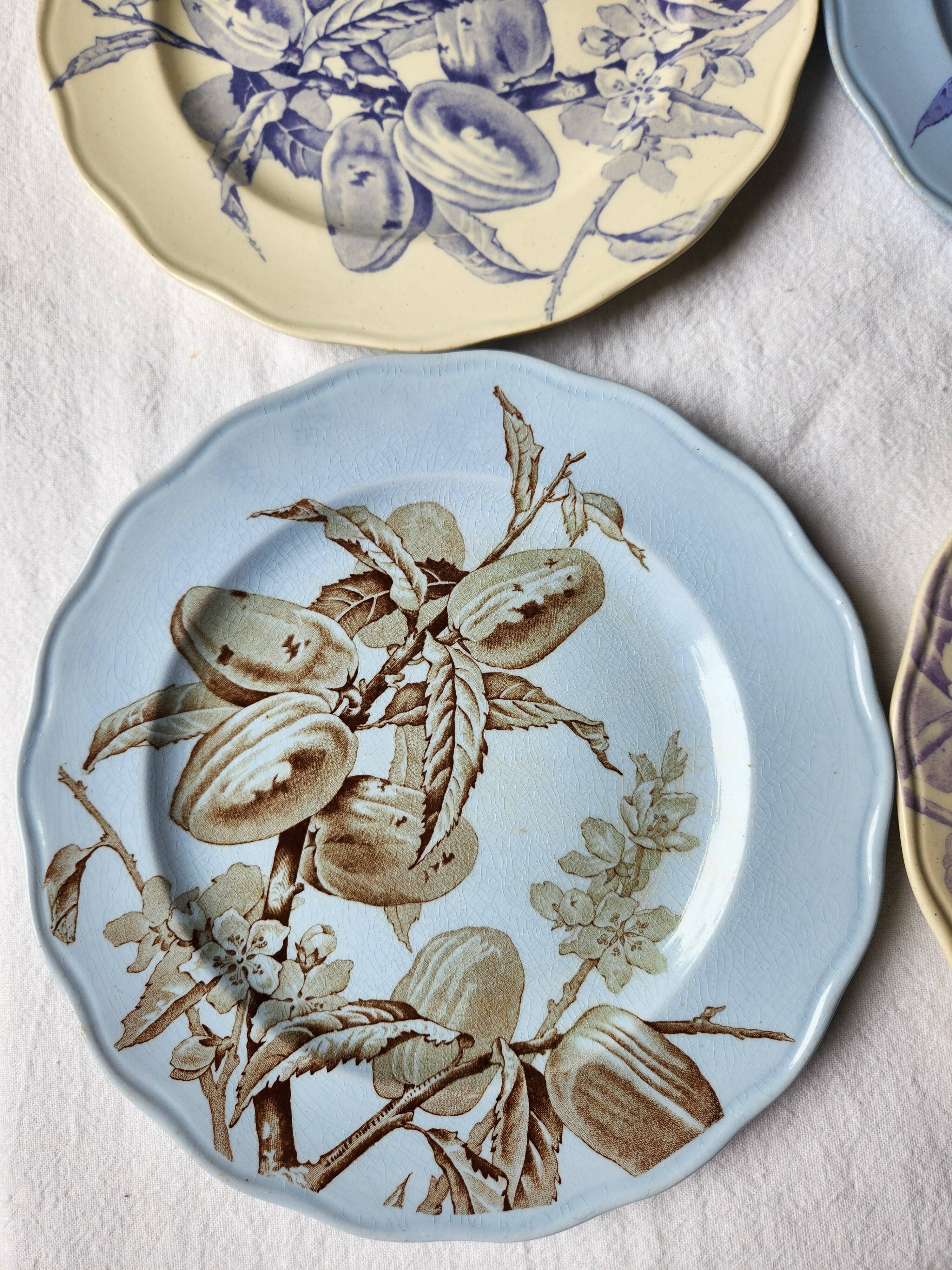 Plates x 4 English plates Brown Westhead Moore & Cie, Pomona decor, 1872. Rare.
