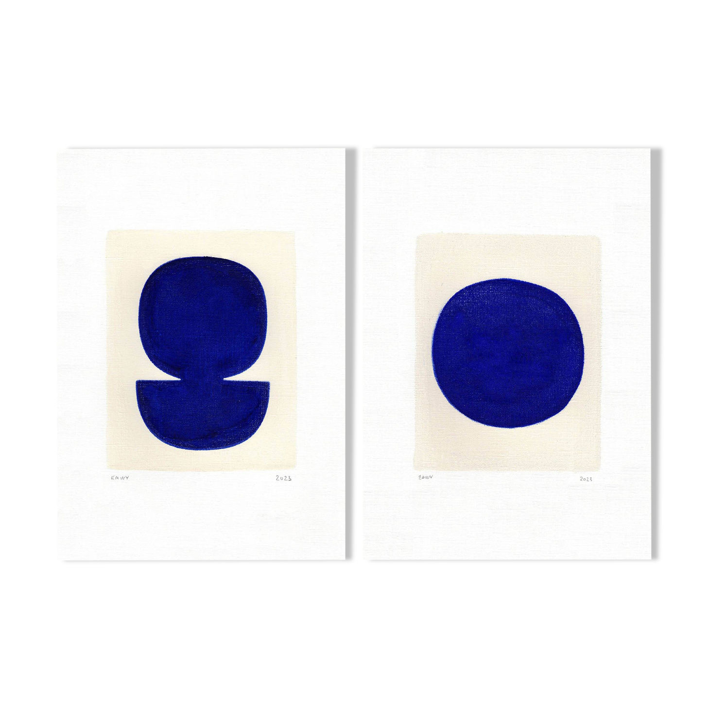 Painting duo on paper - zoé and neo - majorelle blue - signed Eawy