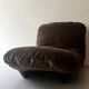 Marsala armchair in smoked plexiglass & short brown velvet, Ligne Roset 1970