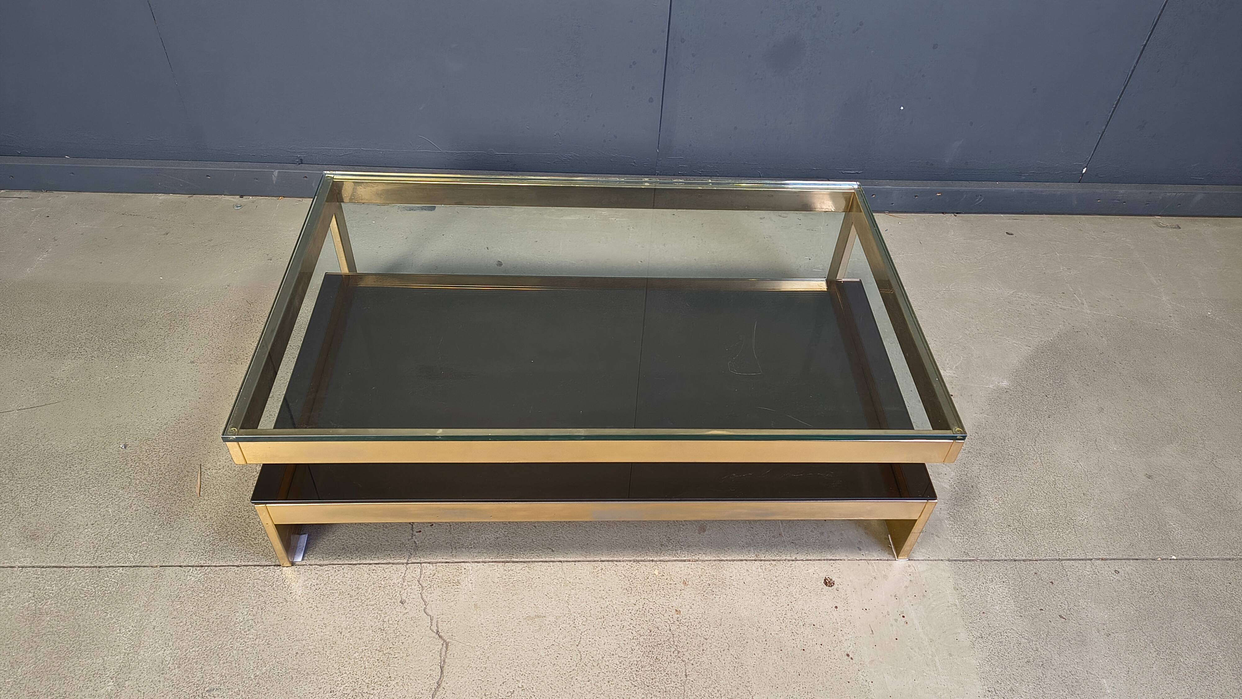 Vintage two tier Belgochrom 23kt coffee table, 1970s