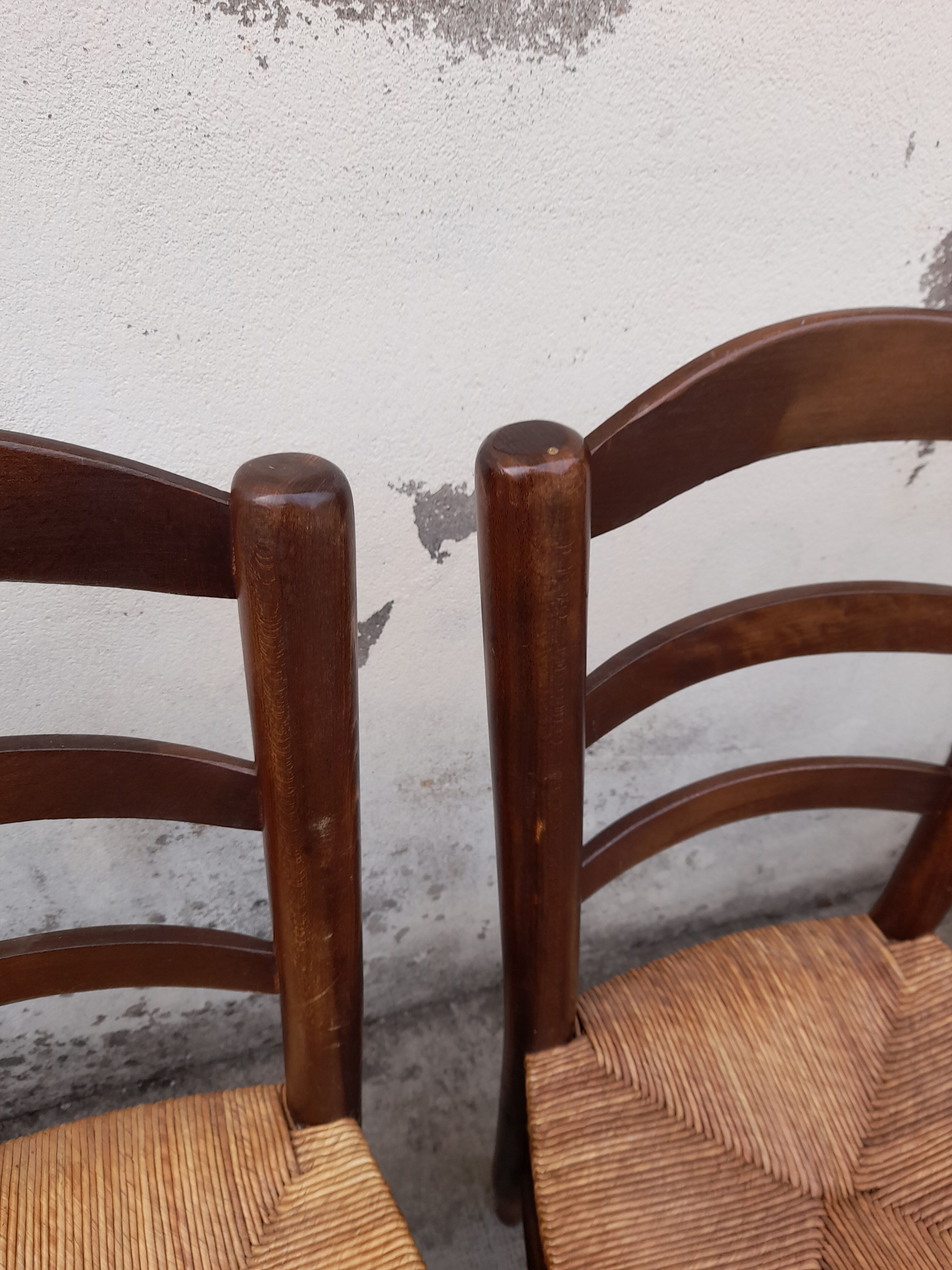 Série de 10 chaises paillé rustique anciennes