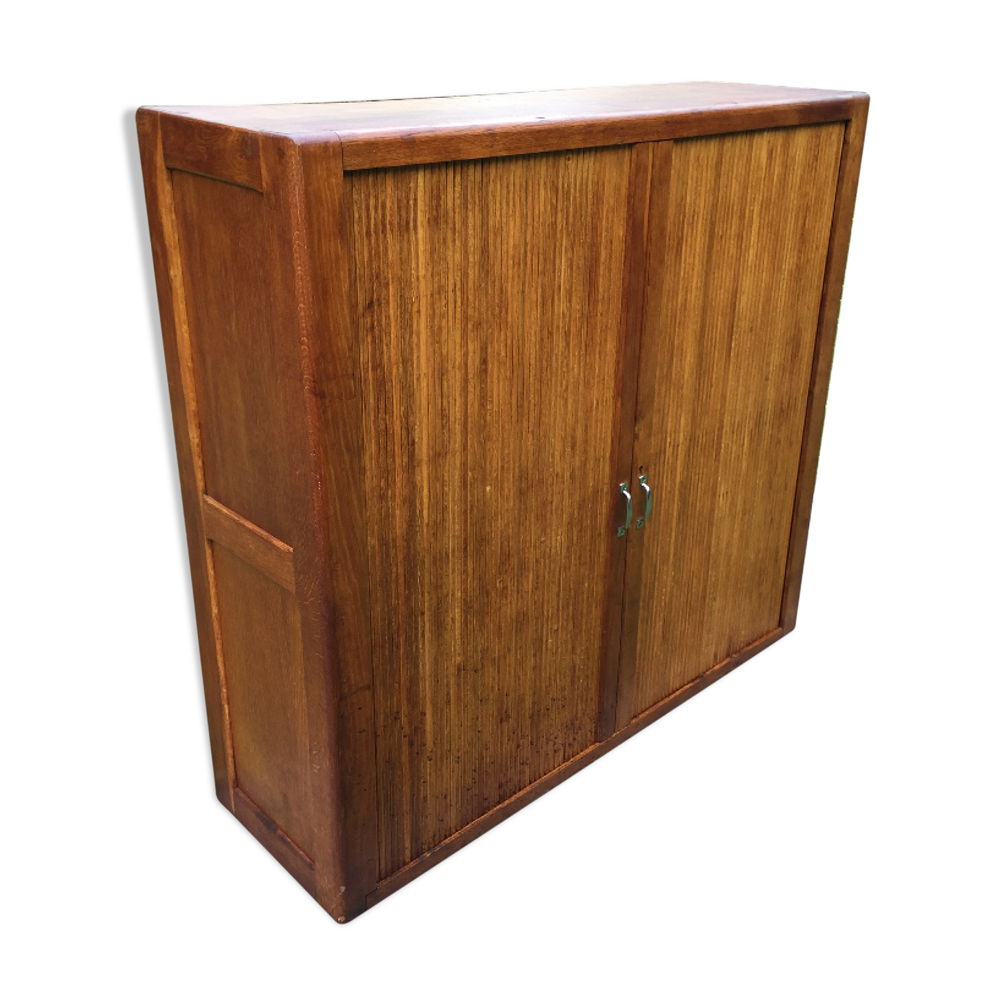 Low cupboard / curtain 1950 vintage blond oak buffet