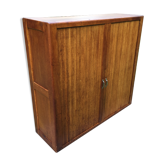 Armoire basse / buffet à rideau 1950 en chêne blond vintage