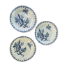 Gien 3 flat plates Iron Earth Blue Thistles