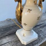 White and gold Limoges porcelain lamp